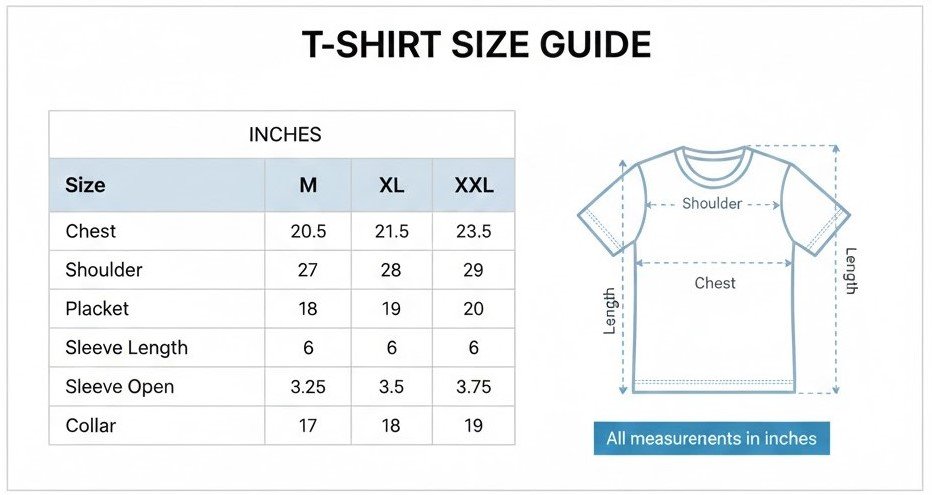 T-shirt size diagram