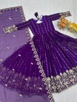 vyra signature: pure vichitra silk embroidered lehenga set with shrug style dupatta (copy)