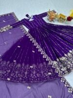 vyra signature: pure vichitra silk embroidered lehenga set with shrug style dupatta (copy)