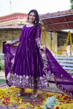 vyra signature: pure vichitra silk embroidered lehenga set with shrug style dupatta (copy)